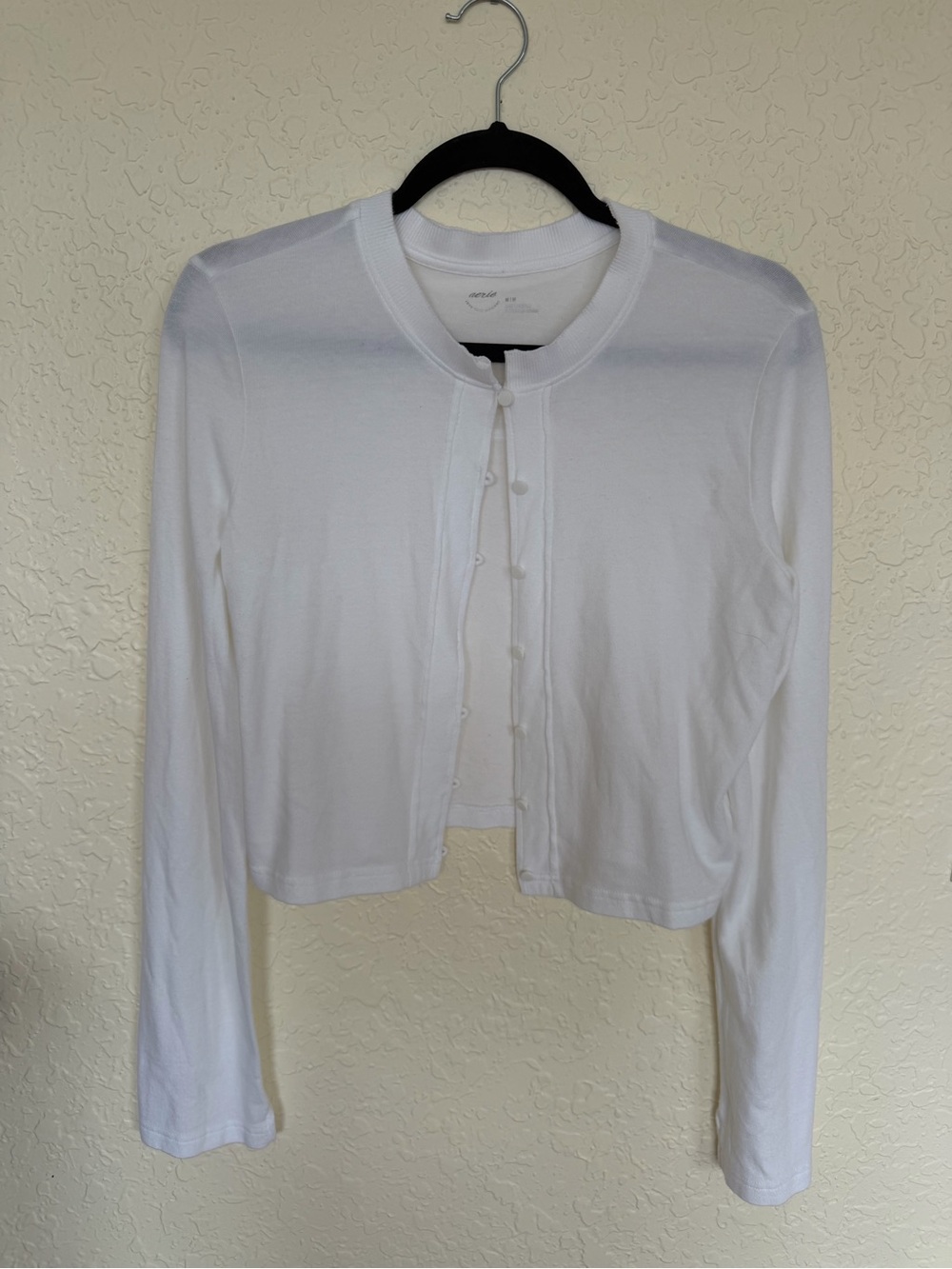 Aerie White Cropped Cardigan Women’s Medium Button Front Ballet Coquette